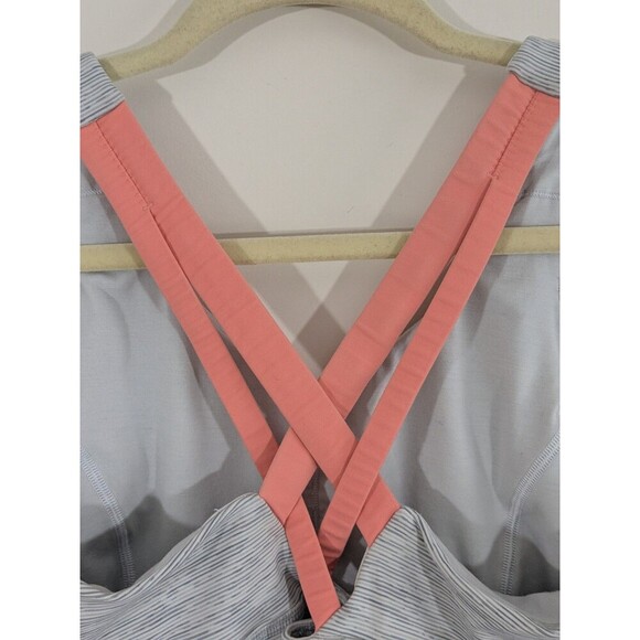 Lululemon Stash N Run Tank Heathered Gray Light Coral Medium Support Size 8 - Picture 4 of 5